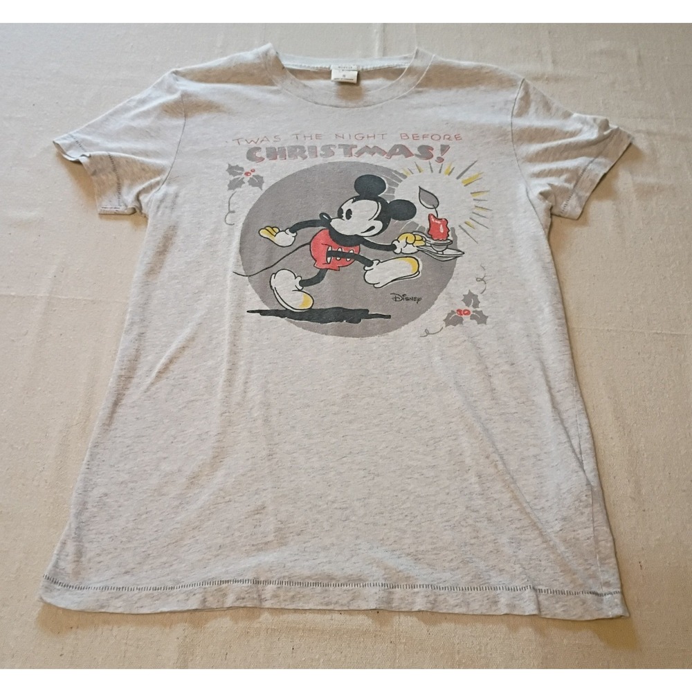 Abercrombie & Fitch Mickey Mouse Christmas T-Shirt Mens Small Gray Muscle Fit